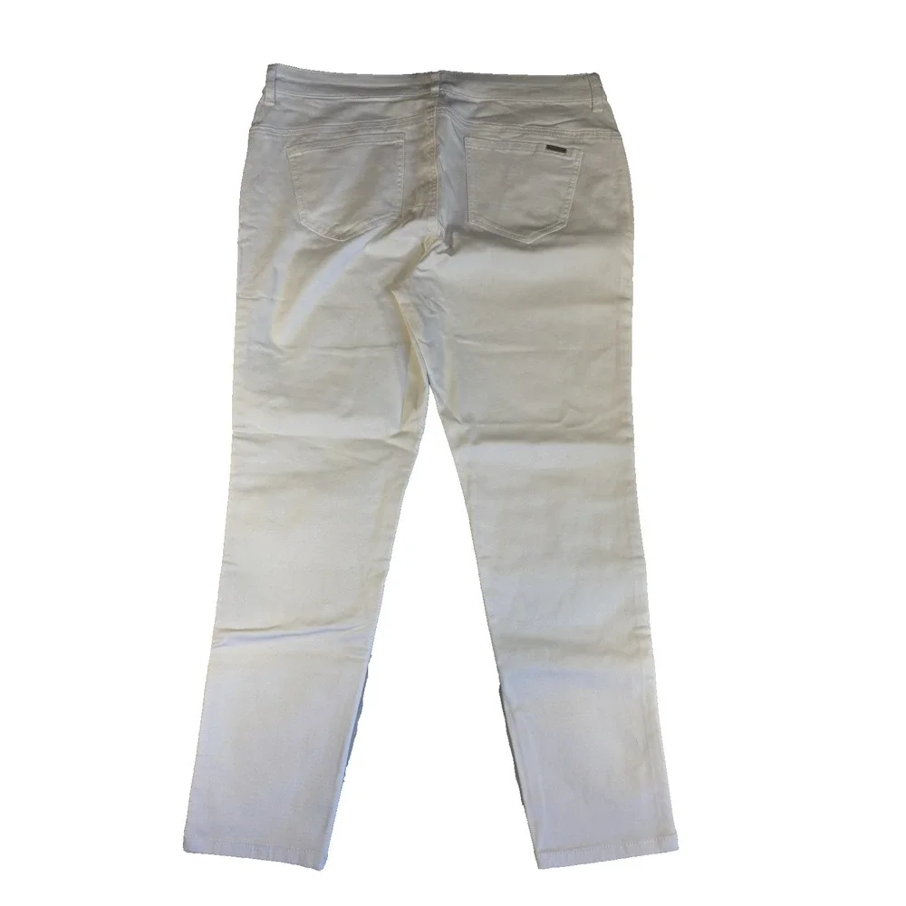 G By Giuliana Women's 16 Skinny White Pink Tuxedo Side Stripe Ankle Jeans Preppy